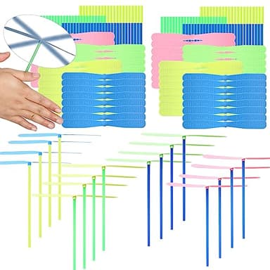 100 Pcs Flying Helicopter Toys Set, 50 Propeller+ 50 Rod,Hand Helicopter, Party Favors Outdoor Toy for Kids Ages 4-8, Gift Summer Outside Yard Activities Birthday Gifts 3 5 6 Year Old Girl Boys - Image 1