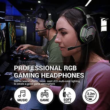 EKSA E1000 Gaming Headset, Computer Headphones with Noise Canceling Mic & RGB Light, Compatible with PC, PS4, PS5, Laptop - Image 8