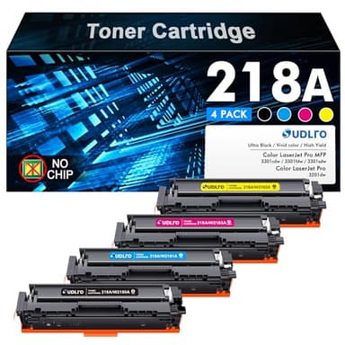 218A Toner Cartridges 4 Pack - MFP 3301fdw 218A Toner Replacement for HP 218A HP 218X Work for Color Laser Pro 3301fdw 3301cdw 3201dw 3301sdw Printer Ink W2180A , No CHIP, Black Cyan Yellow Magenta - Image 1