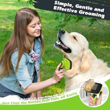 3PCS Self Cleaning Slicker Brush & Pet Grooming Rake & Bath Brush for Dogs,Cats and Horses | Double-Sided Dematting Comb & Skin Friendly Deshedding Grooming Tool | Premium Pet Supplies(Green Black) - Image 5