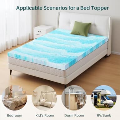 3 Inch Mattress Topper Full, Gel Memory Foam Infused Bed Toppers, Ventilated Soft Mattress Pads for Pressure Relief, CertiPUR-US Certified, Blue - Image 6