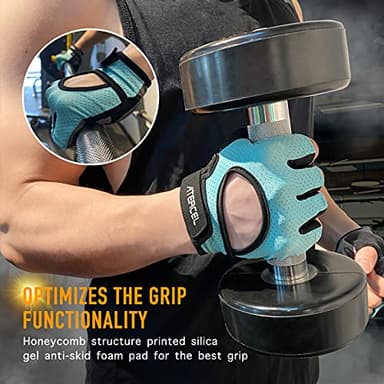 ATERCEL Weight Lifting Gloves Full Palm Protection, Workout Gloves for Gym, Cycling, Exercise, Breathable, Super Lightweight for Men and Women(Aqua, M) - Image 6