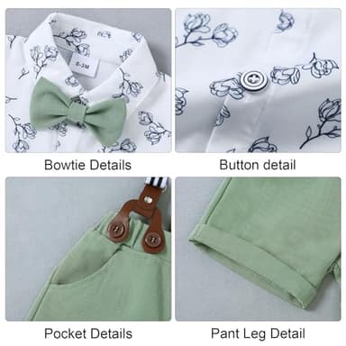 ZOEREA Baby Boy Clothes Suit Infant Short Sleeve Gentleman Outfits Dress Shirt+Bowtie+Suspender Shorts 0-18M - Image 5