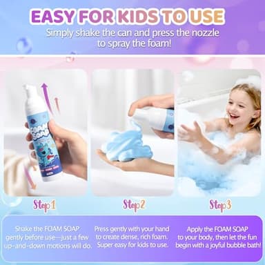 Foam Soap, 6 Packs Bath Foam for Kids, Fluffy Baths Soap Stocking Stuffers for Kids Christmas Gifts Body Wash Shape & Sculpt & Create Fun Art Gentle Cleansing Baths Paint Easy-to-Use Bathtime Art - Image 2