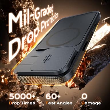 TOCOL for iPhone 16 Pro Case with Slide Camera Cover, Kickstand and Camera Control Button, Fit for MagSafe, Rugged Solid Phone Case, Non-Slip, Drop Protection, Black - Image 5