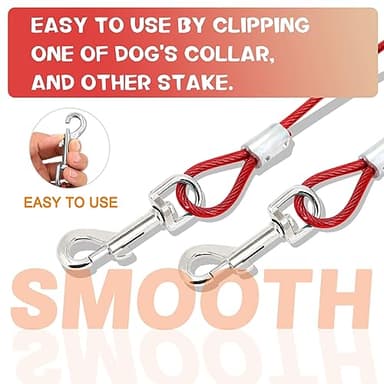 Supet Dog Tie Out Cable and Stake 32/16/10 ft Outdoor, Yard and Camping, for Medium to Large Dogs Up to 125 lbs, 16" Stake, 32/16/10 ft Cable with Durable Spring and Metal Hooks for Outdoor - Image 5