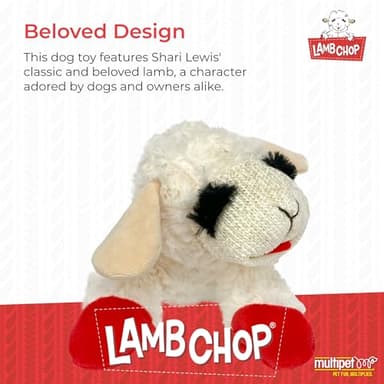 Multipet Lamb Chop Dog Plush Toy - Squeaky Dog Toy for Small & Medium Dogs - Extra Soft Plush Dog Toy - Stuffed Animal Dog Toy for Cuddling & Playing - Cute Pet Toy (10", Cream, 5 Squeakers) - Image 2