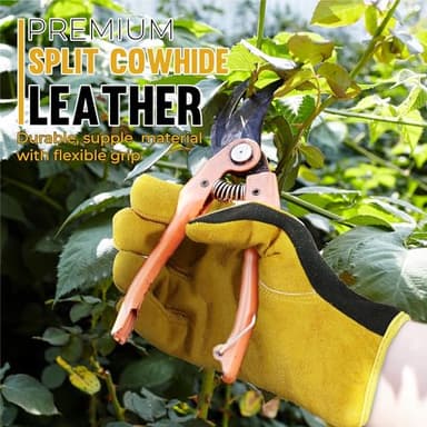 HANDLANDY Men Leather Gardening Gloves, Utility Work Gloves for Mechanics, Construction, Driver, Dexterity Breathable Design Large - Image 2
