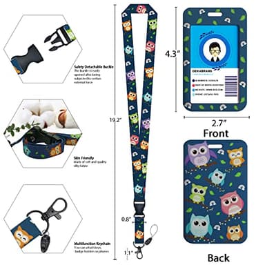 Cute Owl Lanyards for Id Badges, Retractable ID Badge Holder with Detachable Lanyard, Fashionable Badge Reel Heavy Duty with Carabiner Clip, Nurse Teacher Office Gifts - Image 3