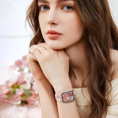 Witzon Floral Band Compatible with Apple Watch Bands For Women 45mm 46mm 44mm 42mm 41mm 40mm 38mm 49mm, Engraved Cute Flower Soft Silicone Strap for iWatch Series 11 10 9 8 7 6 5 4 3 2 1 SE Ultra - Image 5