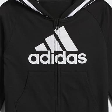 adidas unisex baby Infant Girls' and Boys' Long Sleeve Hooded Coverall Overalls, Black, 3 Months US - Image 4