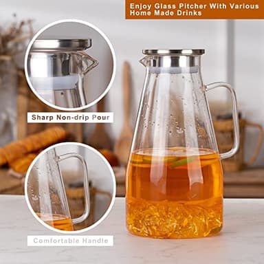 3 Quart Glass Pitcher with Lid,96 oz -Iced Tea Pitcher, Juice, Milk, Coffee, Lemonade - Borosilicate Boiling Glassware - Hot & Cold Beverages Christmas Gift,New Year Gift - Image 5