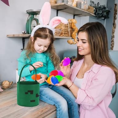 Easter Basket with Handles for Kids, Happy Easter Gift for Easter Egg Hunts Decorations Candy Gifts Storage (World red) - Image 4
