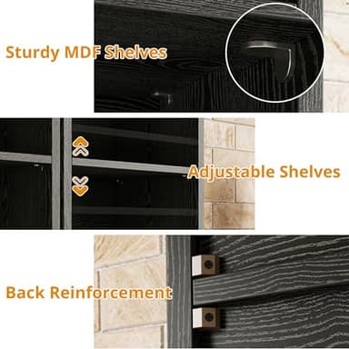 IRONCK Tall Narrow Bookshelf 8 Tiers, Compact Corner Bookcase, Easy to Match for Living Room, Office, Study, Bedroom, Vintage Black - Image 5