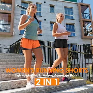 Yevrimow Women's 2 in 1 Running Shorts for Gym Yoga Workout Athletic Shorts High-Waisted Shorts with Liner Pockets Light Blue-XL - Image 6