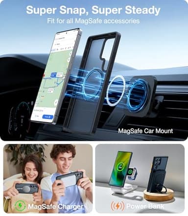 TORRAS Magnetic Shockproof for Samsung Galaxy S25 Ultra Case, Fit for MagSafe, 4X Military Grade Protection, Translucent Slim Case for Samsung S25 Ultra Case Anti-Fingerprint Anti-Scratch, Black - Image 4