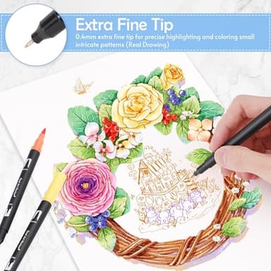 nauets 72 Colors Brush & Fine Dual Tip Watercolor Markers Set for Kids Adults Coloring Books No Bleeding Paint Pens For Drawing Note taking Planner Calligraphy Journaling Card Making Art Supplies - Image 5