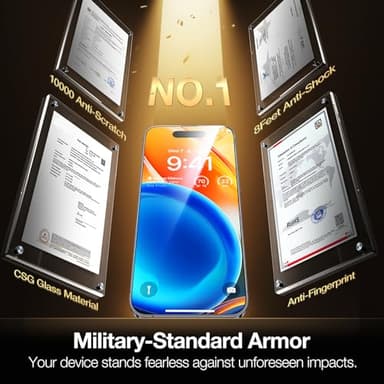 TORRAS Screen Protector for iPhone 2023 Diamond Shield Shatterproof Full Coverage, 6.7 inch, 2 Pack - Image 2