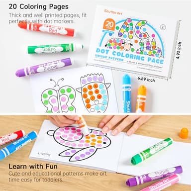 Shuttle Art Dot Markers, 30 Colors Washable for Toddlers with Free Activity Book, Bingo Daubers Supplies for Kids Preschool Children, Non Toxic Water-Based Dot Art Markers - Image 6