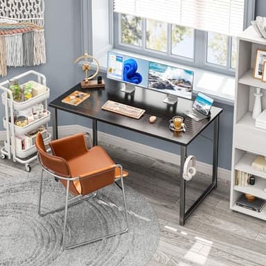 Coleshome 48 Inch Computer Desk, Modern Simple Style Desk for Home Office, Study Student Writing Desk, Black - Image 2