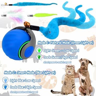 Interactive Cat Toy Ball - Speedy Cat Toys for Indoor Cats with Feather Tails for Chasing, Moving Stimulation Smart Cat Toy for Enrichment, Motion Activated Automatic Rolling Toys to Keep Them Busy - Image 4