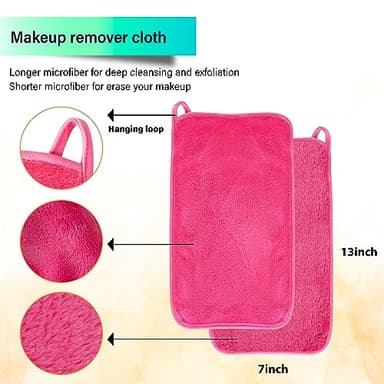 Nugilla Makeup Remover Cloths, 8 Packs Makeup Remover Towels Reusable Face Wash Cloth, Soft Microfiber Face Cloth for Women - Image 4