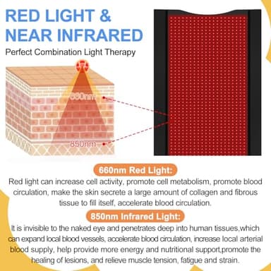 Kaoudt 2025 New Dual Wavelength LED Beads 660nm&850nm Red Light Therapy Mat Full Body Used to Relieve Pain 73''x 33'' - Image 3