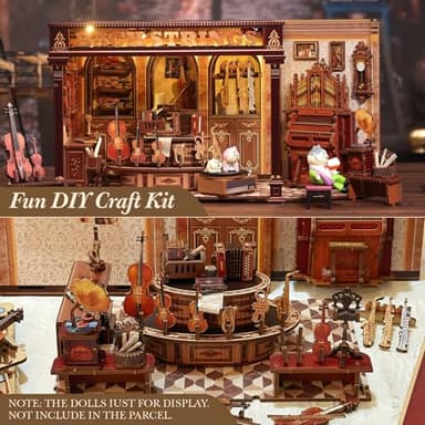 CUTEBEE Book Nook Kit - DIY Miniature House Dollhouse Kit for Adult and Teens, Booknook Bookshelf Decor Alley Model Build with LED Light, Gifts for Family and Friends (Bach Strings) - Image 2
