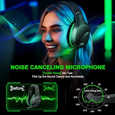 WolfLawS X3 Wireless Gaming Headset for Xbox Series X|S, PS5, PC, Mac, Switch – Bluetooth Headphones with Noise Cancelling Mic, 60H Playtime, Low Latency, Lightweight & Comfortable for Gamers - Image 4