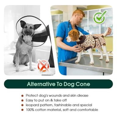 Kuoser Dog Recovery Suit Female, Soft Puppy Surgery Suit, Dog Recovery Suit After Surgery, Post-Op Onesie for Female & Male Dogs, Soft Protective Wear, BrownLeopard S - Image 6