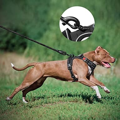 PoyPet Dog Harness and Leash Combo, Escape Proof No Pull Vest Harness, with 5 Feet Leash, Reflective Adjustable Soft Padded Pet Harness with Handle for Small to Large Dogs(Black,L) - Image 5