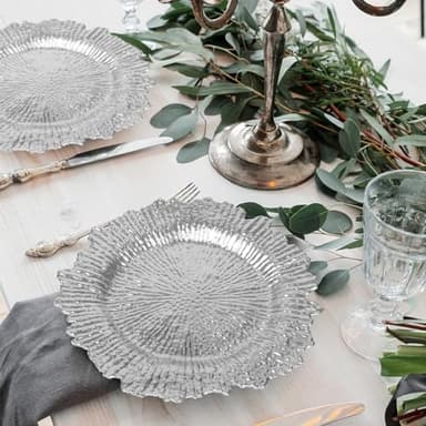 Silver Charger Plates Set of 50: Chargers for Dinner Plates for Thanksgiving and Christmas,Wedding, Party, Birthday and Holiday Event Supplies - Image 4