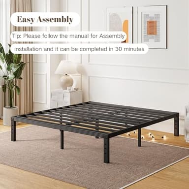 ZIYOO King Bed Frame, 1500lbs Heavy Duty Steel Slat, 14 Inches Platform Bed Frame, Non-Slip Design, No Box Spring Needed, Easy Assembly, Quiet Noise Free, Under Bed Storage Space, Black - Image 5