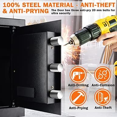 16.53'' Tall Fireproof Safe Box, 2.3 Cuft Home Safety Box with Fireproof Waterproof Bag, Anti-Theft Security Document Safe with Combination Lock & Removable Shelf, Large Safes for Home Cash Medicine - Image 6
