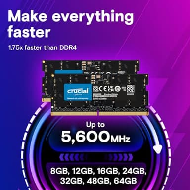 Crucial 128GB Kit (2X64GB) DDR5 RAM 5600MHz (or 5200MHz or 4800MHz) Laptop Memory Kit, SODIMM 262-Pin, Compatible with Latest Intel Core Ultra and AMD Ryzen 8000 & Above – CT2K64G56C46S5 - Image 3