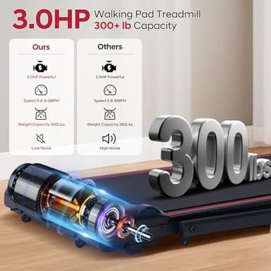 Walking Pad with Handle Bar, 3.0HP Walking Pad Treadmill with Handles, 3 in 1 Portable Under Desk Treadmills for Home Small Space, Foldable Folding Home Treadmill with Remote Control, 300LBS Capacity - Image 3