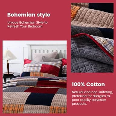 Secgo Imports Velvet King Size Comforter Set- Cotton & Velvet Quilt King Size Set, Red, Black bedspreads (96 * 108 Inch) with 2 Pillow Shams, Patchwork Reversible Lightweight Bedding - Image 4