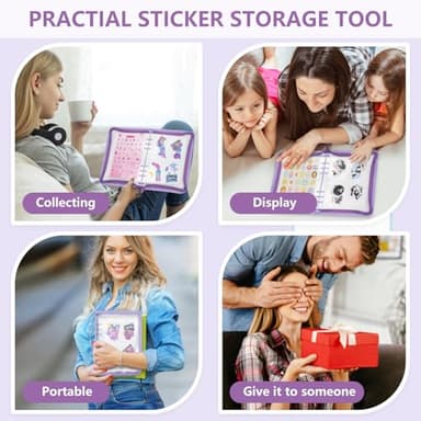 Ruatu Sticker Organizer Binder Sticker Storage Album A5 Sticker Book Collecting Album for Collecting Sticker Reusable Sticker Keeper Holder Book for Adult with Pockets and Zipper (purple) - Image 6