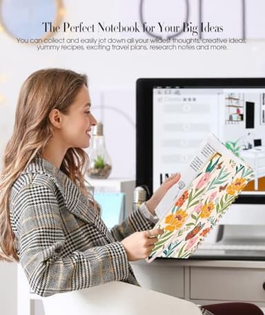 Cute Spiral Notebook Journal for Women, 200 Pages Lined Notebooks 8.5” x 11”, A4 Large Hardcover Spiral Journals with 100 GSM Thick Paper, College Ruled Notebook for Writing Work School, Orange Floral - Image 7