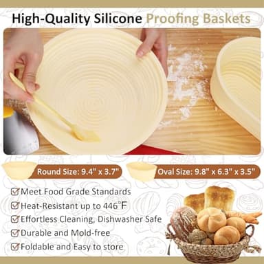 Sourdough Starter Kit, 34oz Sourdough Starter Jar, 2 Bread Proofing Baskets, Thermometer, Feeding Time Tracker, Metal Scraper, Easy to Clean, Complete Sourdough Bread Baking Supplies for Beginners - Image 4