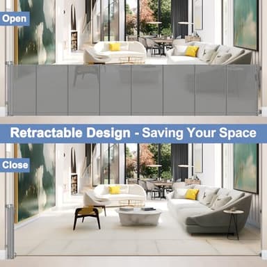 Reinforced bottom 90 Inch Extra Wide Baby Gate for Large Openings Retractable Baby Gates Extra Wide Upgraded Spring Retractable Dog Gate for Doorways Extra Wide Adjustable Bracket Retractable Pet Gate - Image 6