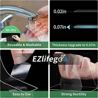 EZlifego Double Sided Tape Heavy Duty(Extra Large 16.5FT), Nano Adhesive Mounting Tape Wall Decor,Sticky Picture Hanging Adhesive Strips Poster Tape - Image 5