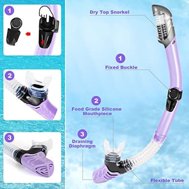 ZEEPORTE Mask Fin Snorkel Set with Adult Snorkeling Gear, Panoramic View Diving Mask, Trek Fin, Dry Top Snorkel +Travel Bags, Snorkel for Lap Swimming - Image 5