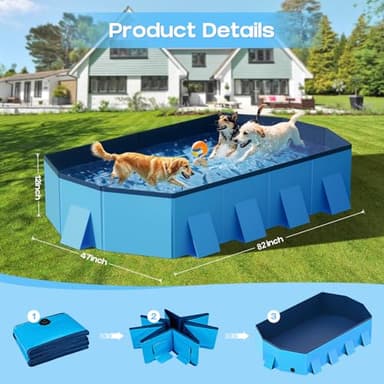 Raxurt Foldable Dog Pool for Unique Octagonal Structure, 82'' Durable Dog Pool with Reinforced Support Boards for Outside Backyard - Image 2