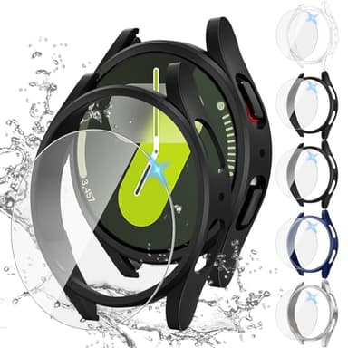 Tensea [5+5Pack for Samsung Galaxy Watch 7 Screen Protector Case 44mm Accessories, Hard PC Bumper/HD Anti-Fog Tempered Glass Protective Film, Face Cover Set, Galaxy Watch 7 Case for Women Men - Image 1