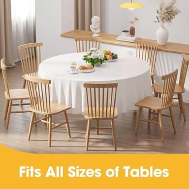 Niuara White Plastic Table Cloth - 4 Pack 84" Round Disposable Tablecloths for Round Tables, Waterproof Table Cover for Holiday Parties & Gatherings - Image 5