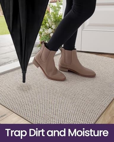 DEXI Door Mat Inside Entrance 32x48, Ultra Non Slip Rubber Backed Dirt Trapper, Low Profile Thin Welcome Doormat, Absorbent Easy Clean Entry Mats for Entryway, Patio, Beige - Image 3