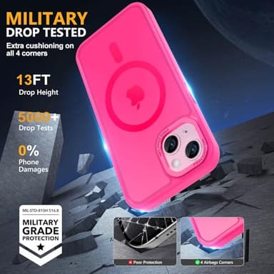 Thomo Upgraded Magnetic for iPhone 15 Plus Case [Compatible with Magsafe] [Mil-Grade Protection], Pocket-Friendly, Slim Translucent Phone Case Cover for iPhone 15 Plus 6.7", Hot Pink - Image 5