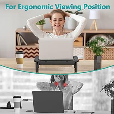 WALI Dual Monitor Stand with Storage, Desk Monitor Riser 3 Height Adjustable, Laptop Riser with Airflow Vents, Desk Organizer for Computer, Laptop, Printer, Notebook (STT003D-2B), 2 Pack, Black - Image 5