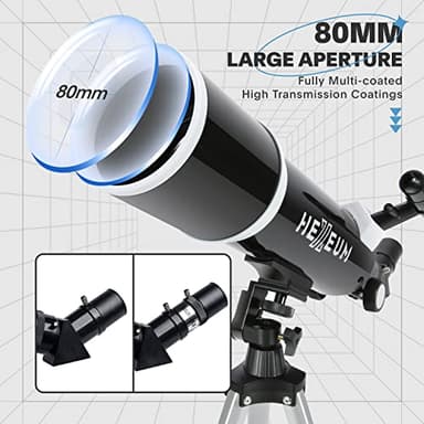 Telescope for Adults & Beginner Astronomers - 80mm Aperture 600mm Fully Multi-Coated High Transmission Coatings with AZ Mount Tripod Phone Adapter, Carrying Bag, Wireless Control. - Image 2
